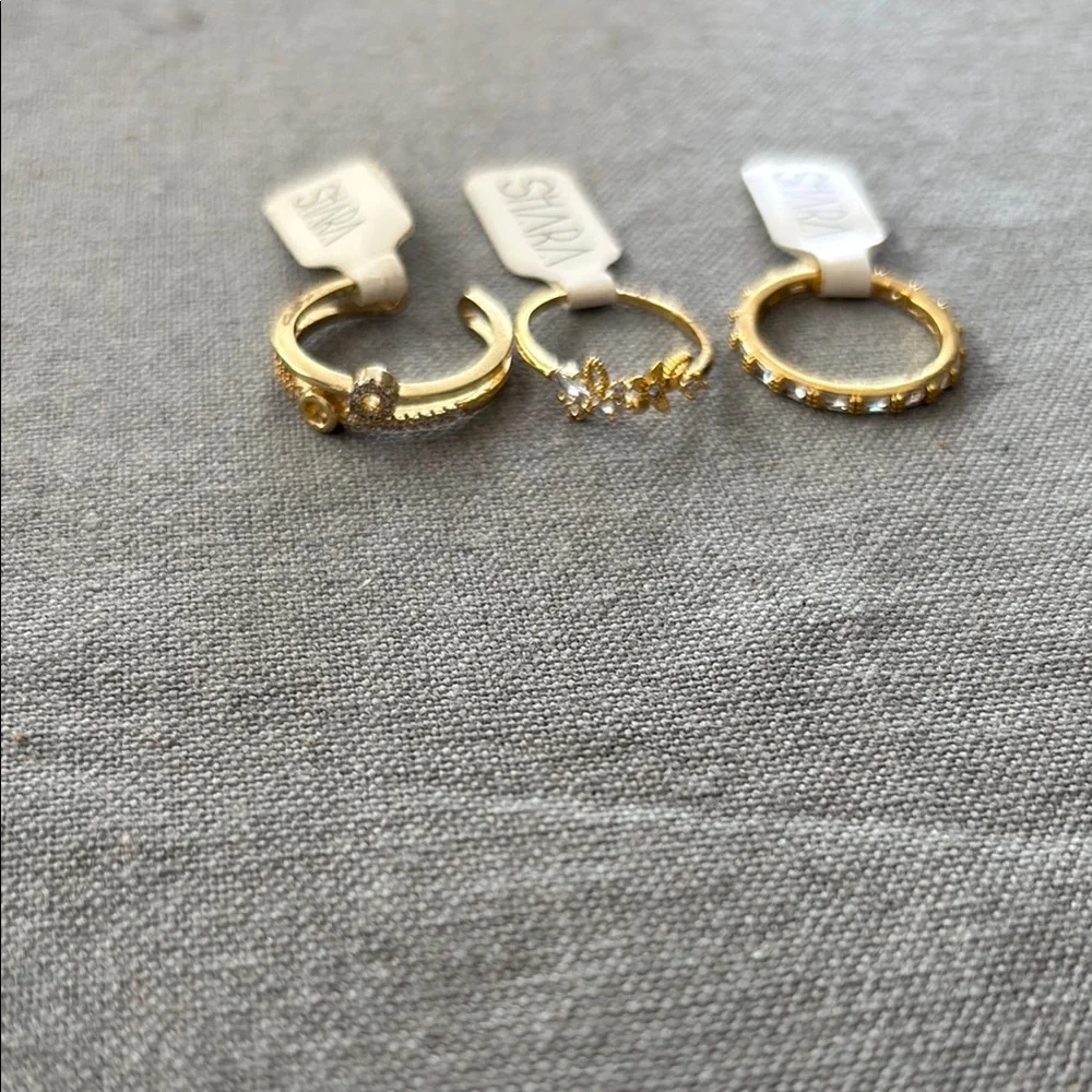 Gold and Silver Modern Stacking Rings Set - Picture 2 of 4